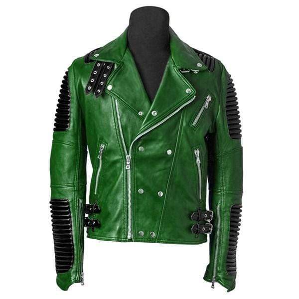 Men's New Green Motorbike Leather Jacket, Classic Trendy Scooter Fashion Jacket - leathersguru