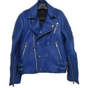 Men's New Blue Padded Motorbike Leather Jacket, Classic Trendy Scooter Fashion Jacket - leathersguru