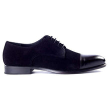 Load image into Gallery viewer, Handmade Navy Blue Suede Leather Cap Toe Shoes - leathersguru
