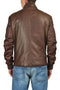 Men Brown Branded Motorbike Pockets Leather Jacket, Classic Trendy Scooter Fashion Zipper Jacket - leathersguru