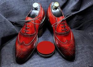 Handmade Men's Leather Red Wing Tip Brogue Shoes - leathersguru