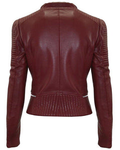 Men's New Maroon Zipper Padded Motorbike Leather Jacket, Classic Trendy Scooter Fashion Stylish Jacket - leathersguru