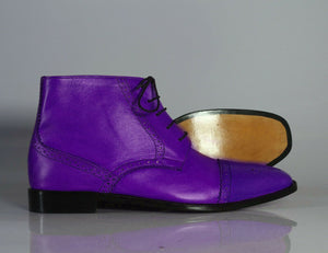 Bespoke Blue Ankle Chelsea Leather Boot For Men's - leathersguru