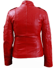 Load image into Gallery viewer, Women  Pink Leather Jacket,Front Four Pocket Stylish Button Jacket
