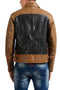 Men's Brown Black Zipper Pure Leather Biker Jacket