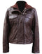 Dark Brown Zipper Pocket Jacket,Men's Biker Jacket