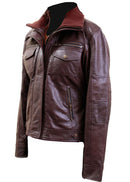 Dark Brown Zipper Pocket Jacket,Men's Biker Jacket