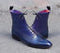 Men's Ankle High Blue Cap Toe Lace Up Leather Boots - leathersguru
