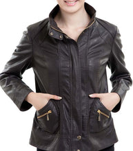 Load image into Gallery viewer, womens Leather jacket for winter ,New Handmade Stylish Zipper Jacket
